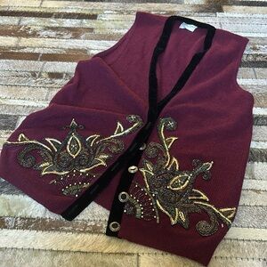 Marisa Christina Classics Y2K Vintage Wool/Andora Blend Knit Sequenced Vest